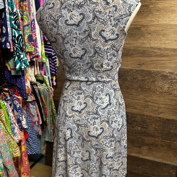 LOFT Elegant Paisley Midi Dress in Black and Cream - Picture 7 of 9